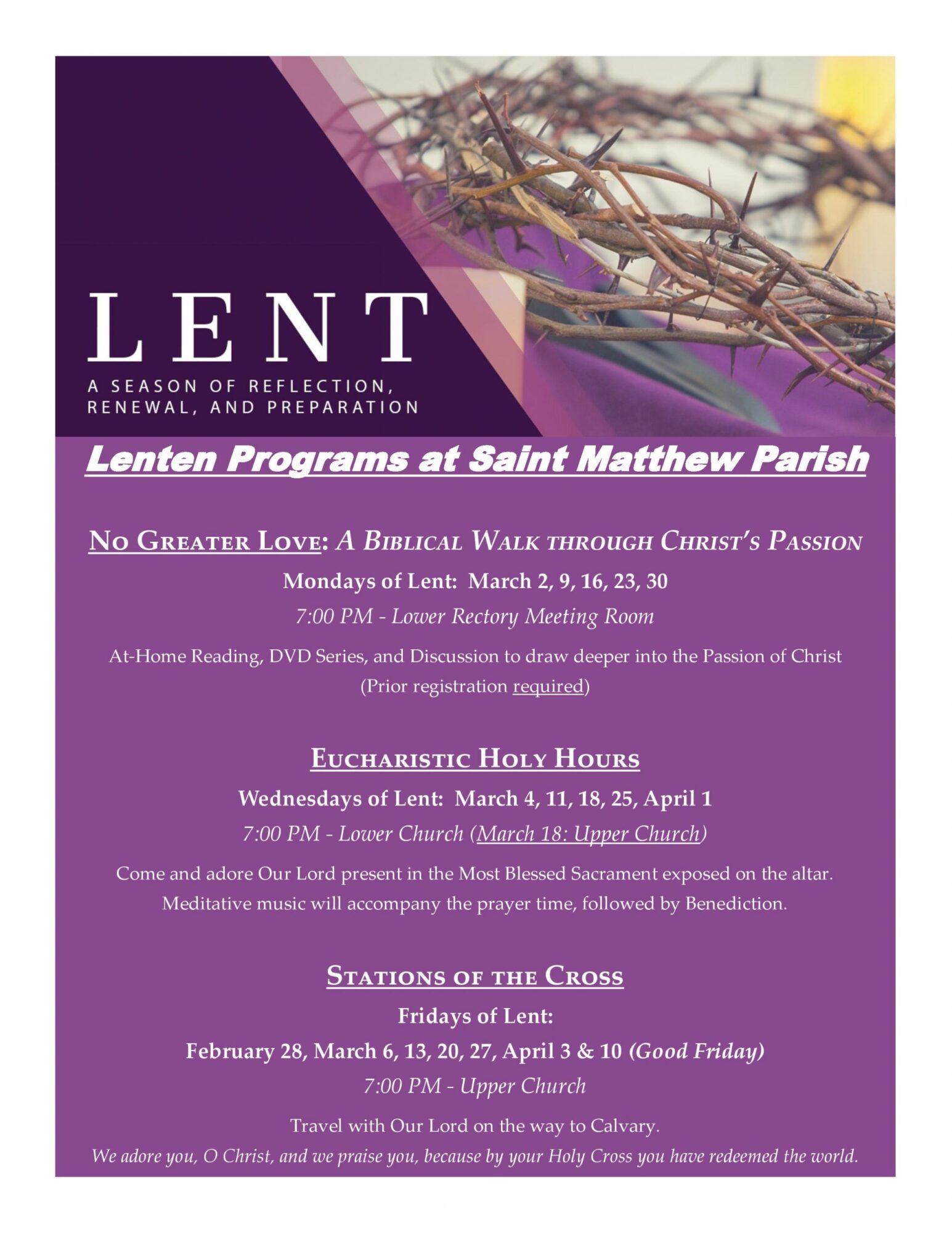 dueña Sin sentido profundizar Lent 2020 flyer-page-001 – Saint Matthew Parish